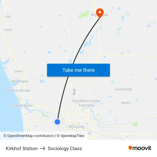 Kirkhof Station to Sociology Class map