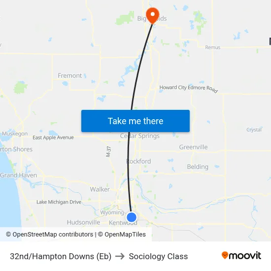 32nd/Hampton Downs (Eb) to Sociology Class map