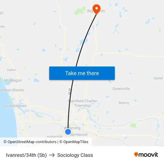 Ivanrest/34th (Sb) to Sociology Class map