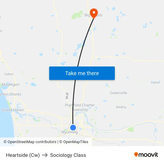 Heartside (Cw) to Sociology Class map