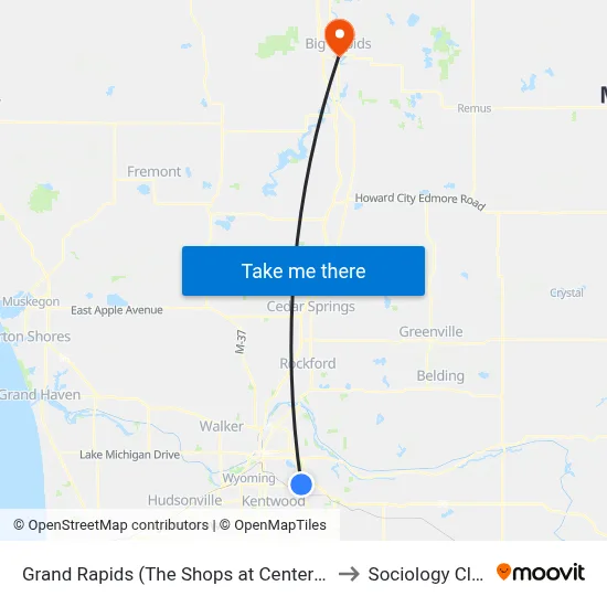 Grand Rapids (The Shops at Centerpoint) to Sociology Class map