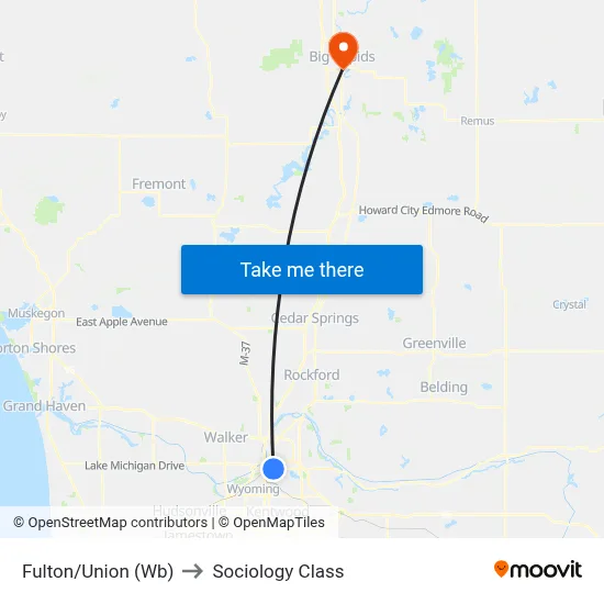 Fulton/Union (Wb) to Sociology Class map