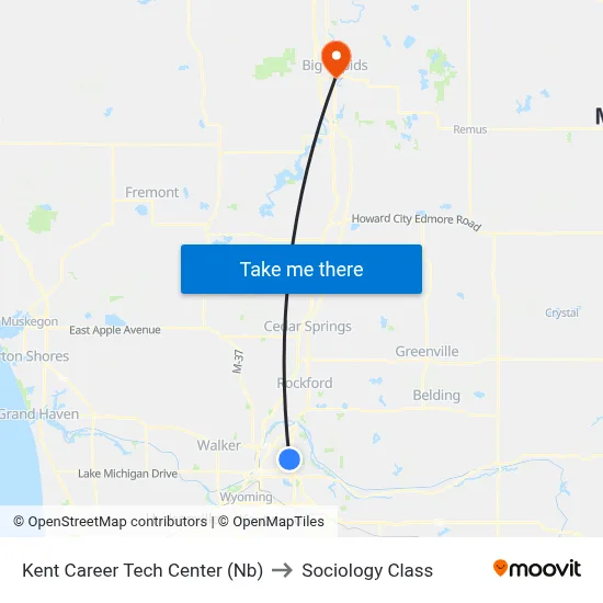 Kent Career Tech Center (Nb) to Sociology Class map