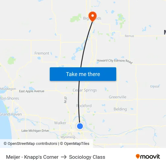 Meijer - Knapp's Corner to Sociology Class map
