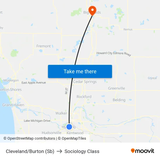 Cleveland/Burton (Sb) to Sociology Class map