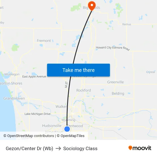Gezon/Center Dr (Wb) to Sociology Class map