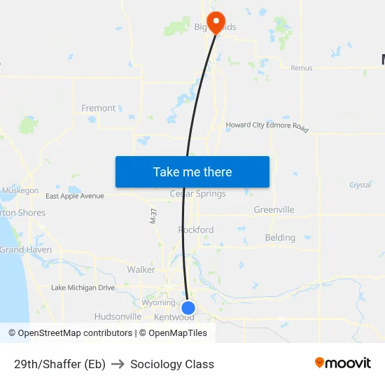 29th/Shaffer (Eb) to Sociology Class map