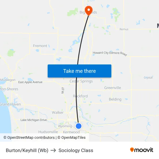 Burton/Keyhill (Wb) to Sociology Class map