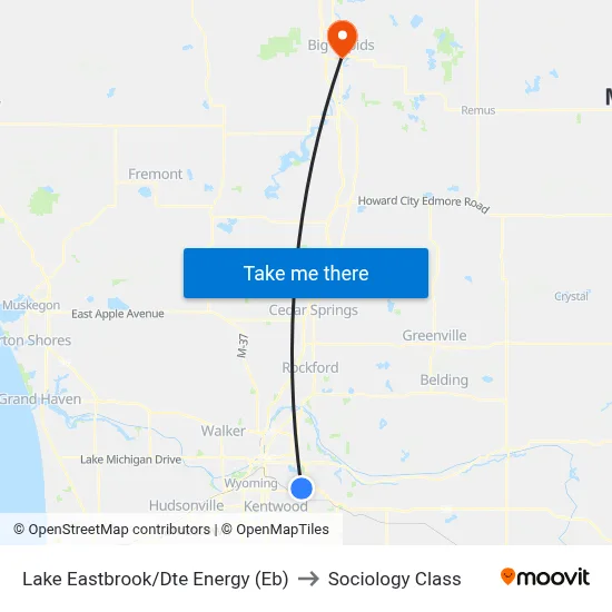 Lake Eastbrook/Dte Energy (Eb) to Sociology Class map