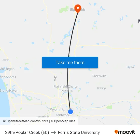 29th/Poplar Creek (Eb) to Ferris State University map