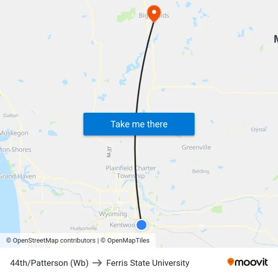 44th/Patterson (Wb) to Ferris State University map
