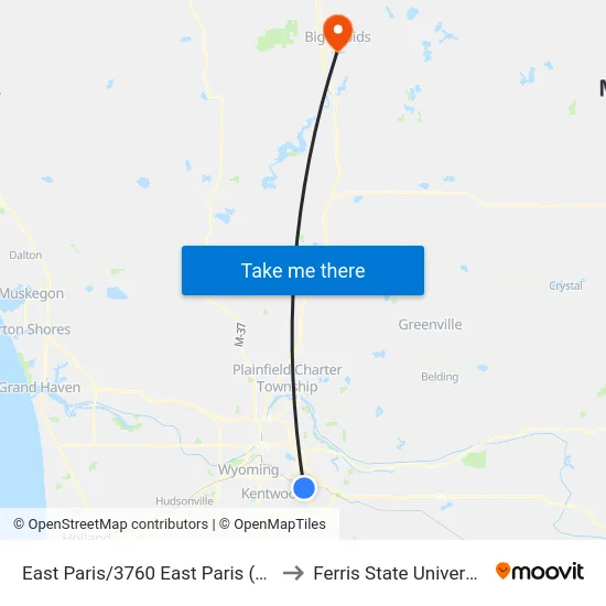 East Paris/3760 East Paris (Nb) to Ferris State University map