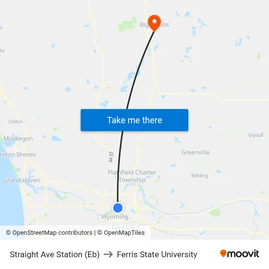 Straight Ave Station (Eb) to Ferris State University map
