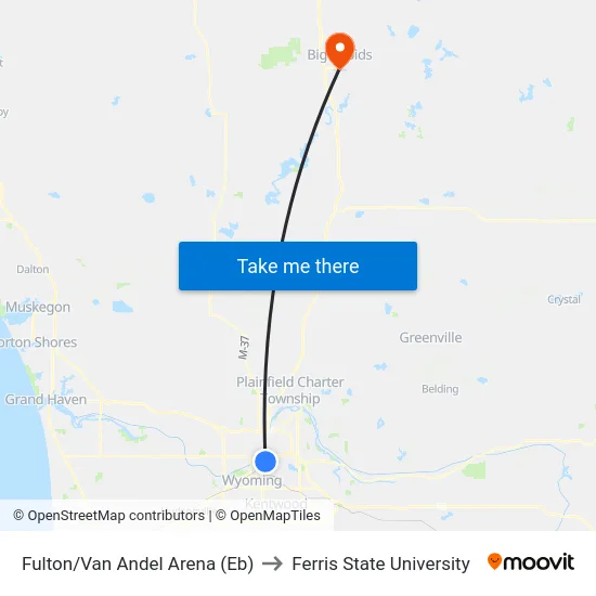 Fulton/Van Andel Arena (Eb) to Ferris State University map