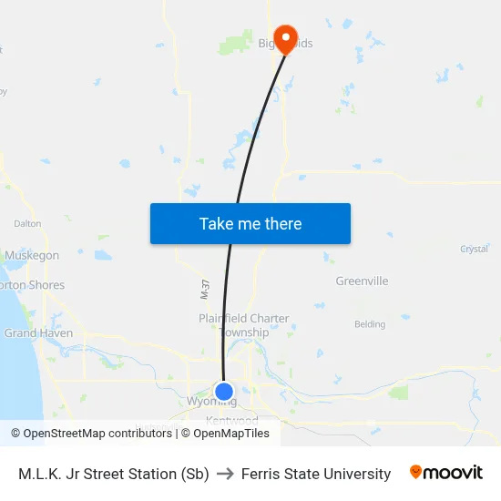 M.L.K. Jr Street Station (Sb) to Ferris State University map