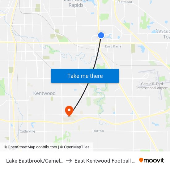 Lake Eastbrook/Camelot (Wb) to East Kentwood Football Stadium map