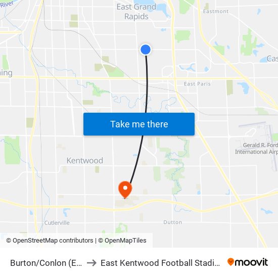 Burton/Conlon (Eb) to East Kentwood Football Stadium map