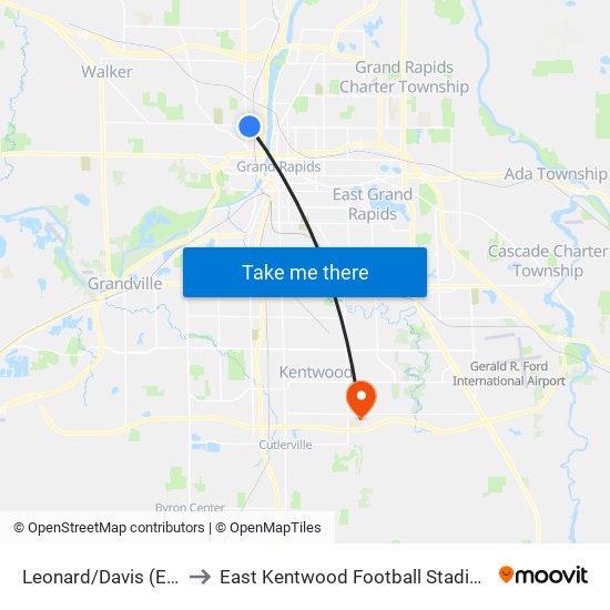 Leonard/Davis (Eb) to East Kentwood Football Stadium map