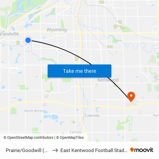 Prairie/Goodwill (Wb) to East Kentwood Football Stadium map