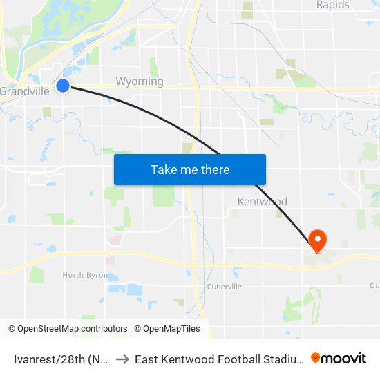 Ivanrest/28th (Nb) to East Kentwood Football Stadium map
