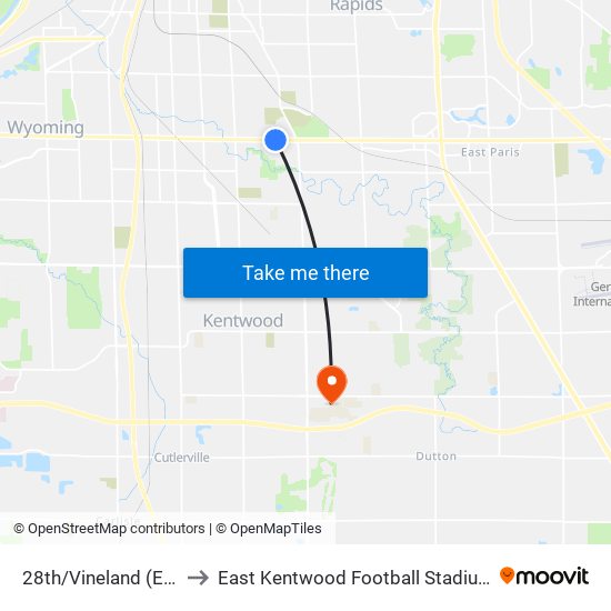 28th/Vineland (Eb) to East Kentwood Football Stadium map