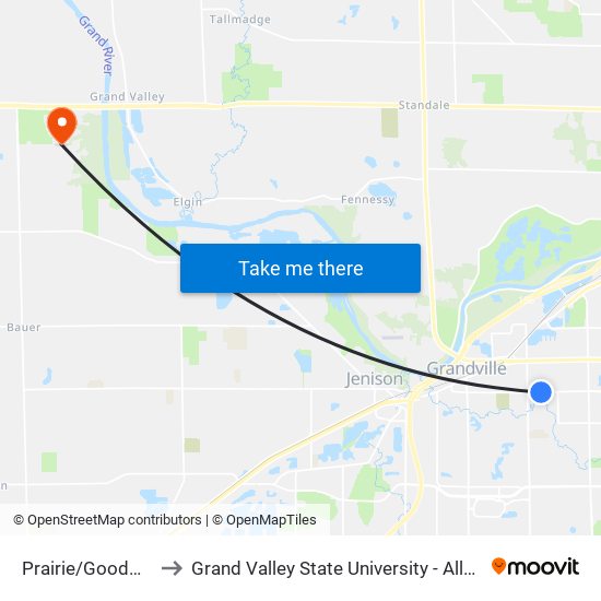 Prairie/Goodwill (Wb) to Grand Valley State University - Allendale Campus map