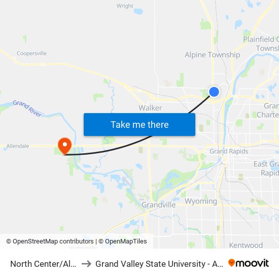 North Center/Alpine (Wb) to Grand Valley State University - Allendale Campus map