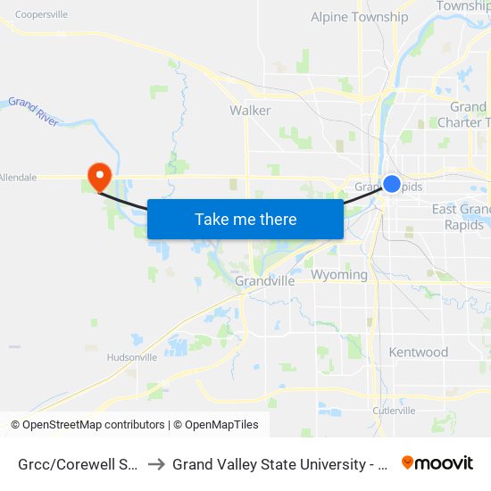 Grcc/Corewell Station (Sb) to Grand Valley State University - Allendale Campus map