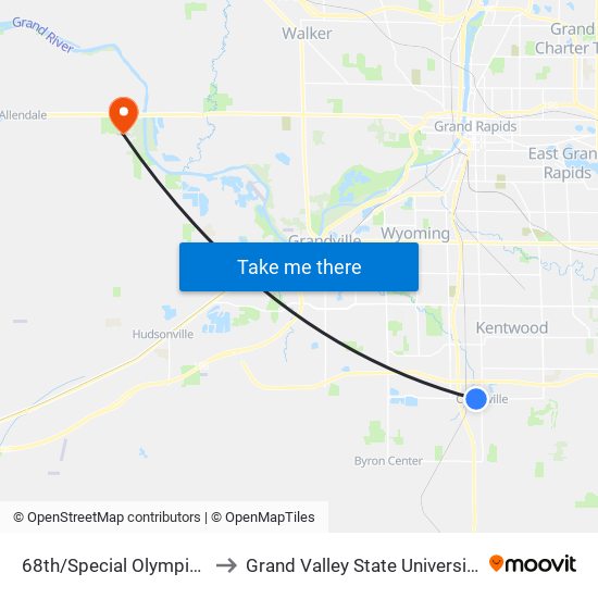68th/Special Olympics - Michigan (Eb) to Grand Valley State University - Allendale Campus map