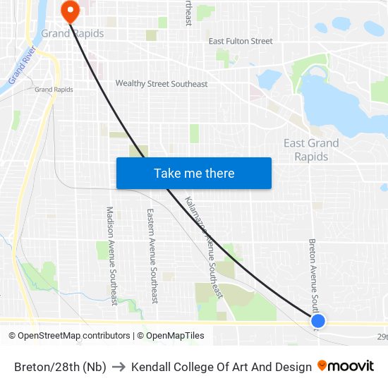 Breton/28th (Nb) to Kendall College Of Art And Design map