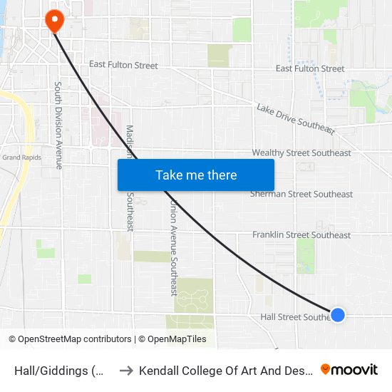 Hall/Giddings (Wb) to Kendall College Of Art And Design map