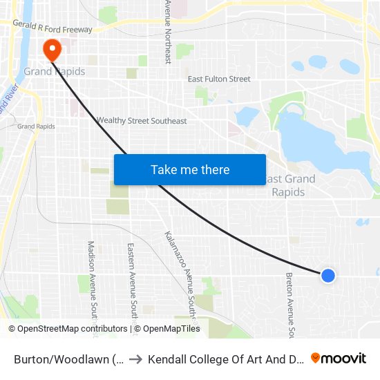 Burton/Woodlawn (Wb) to Kendall College Of Art And Design map