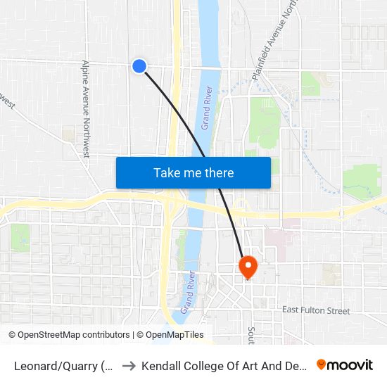 Leonard/Quarry (Eb) to Kendall College Of Art And Design map