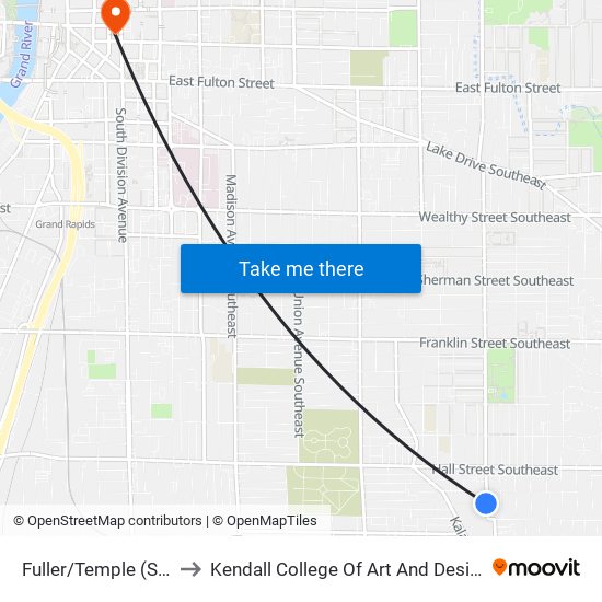 Fuller/Temple (Sb) to Kendall College Of Art And Design map