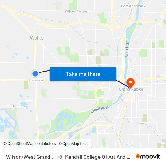 Wilson/West Grand (Sb) to Kendall College Of Art And Design map