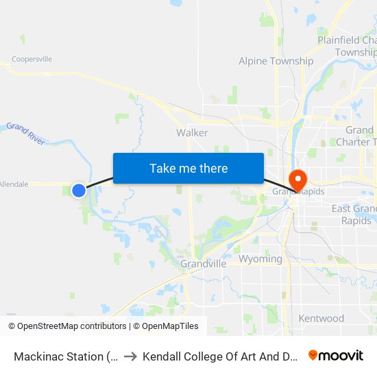 Mackinac Station (Sb) to Kendall College Of Art And Design map