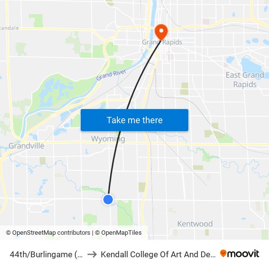 44th/Burlingame (Eb) to Kendall College Of Art And Design map