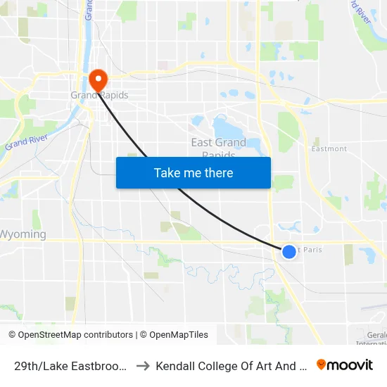 29th/Lake Eastbrook (Eb) to Kendall College Of Art And Design map