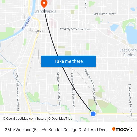 28th/Vineland (Eb) to Kendall College Of Art And Design map