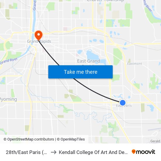 28th/East Paris (Eb) to Kendall College Of Art And Design map