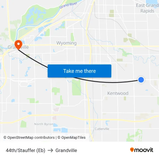44th/Stauffer (Eb) to Grandville map