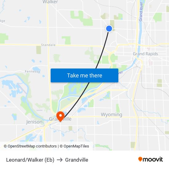Leonard/Walker (Eb) to Grandville map