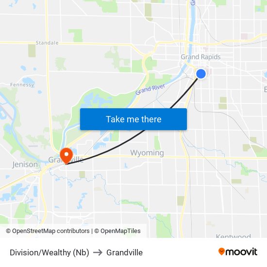 Division/Wealthy (Nb) to Grandville map