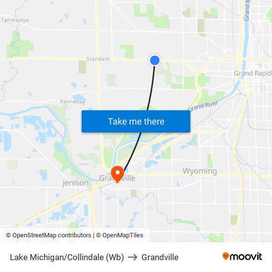 Lake Michigan/Collindale (Wb) to Grandville map