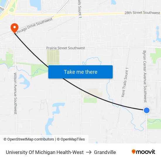 University Of Michigan Health-West to Grandville map