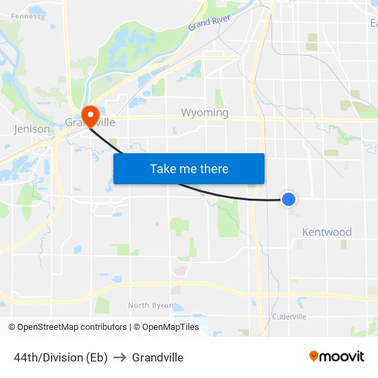 44th/Division (Eb) to Grandville map