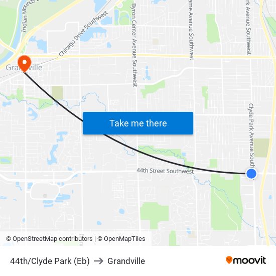 44th/Clyde Park (Eb) to Grandville map