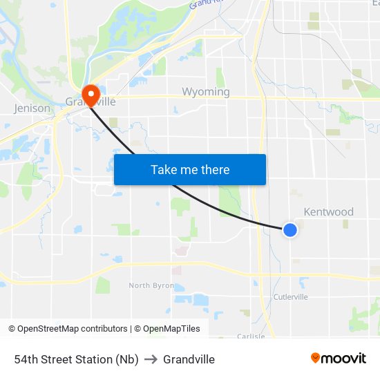 54th Street Station (Nb) to Grandville map