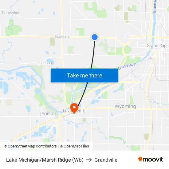 Lake Michigan/Marsh Ridge (Wb) to Grandville map