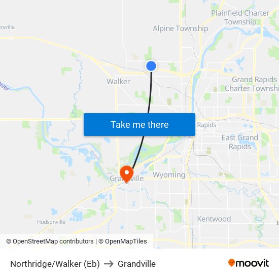 Northridge/Walker (Eb) to Grandville map